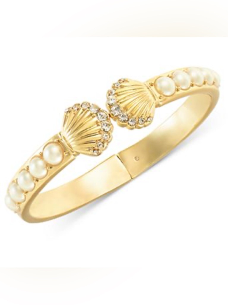 Charter Club Gold Pearl Shell Bangle Bracelet